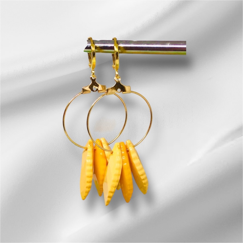 BOUTIQUE Gold and Yellow Hoop Earrings, Fun, Summer Dangles